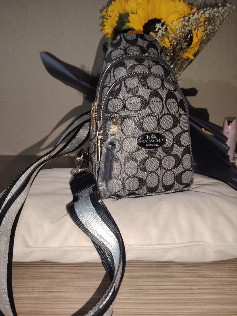 Mochila Coach gris con correa
